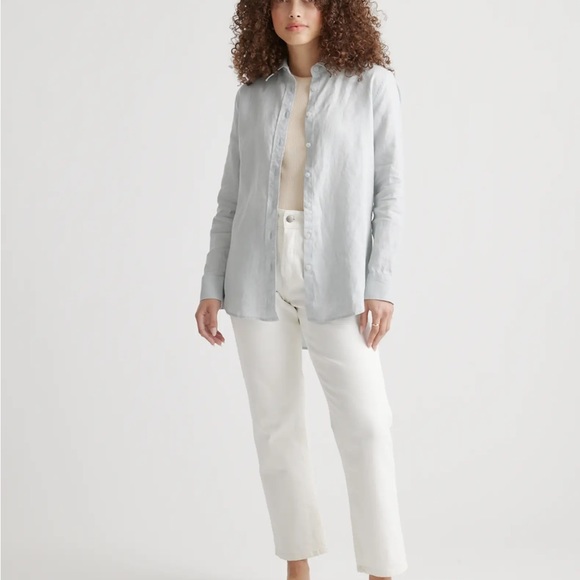 Quince 100% European Linen Long Sleeve Shirt mist NWT Medium - Picture 3 of 4